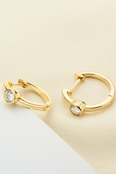 18k Gold-Plated Inlaid Moissanite Huggie Earrings - Trend Inspo