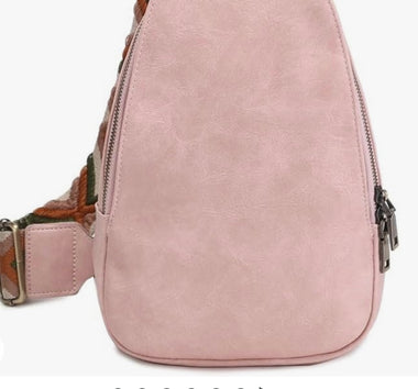 Geometric Strap LARGE Crossbody Chest Bag Pink