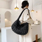 Puffer Quilted Hobo Bag, Black