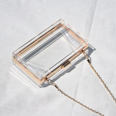 Transparent Acrylic Box Evening Bag, Trendy Chain Crossbody Bag