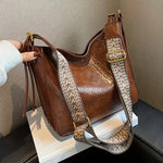 Geometric Strap Hobo Bag, Large Capacity Crossbody Bag, Women's Retro Style Shoulder Bag (dark brown)