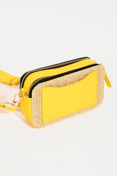 Fame Straw Contrast Crossbody Bag - Trend Inspo