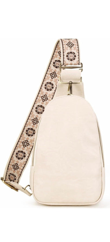 Geometric Strap LARGE Crossbody Chest Bag Off-White - Trend Inspo