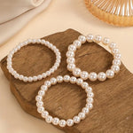 Faux Beaded Pearl Bracelet 3 Pcs