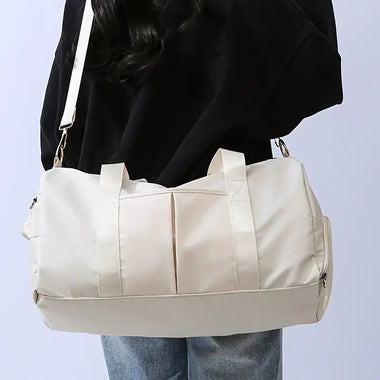 Sports and Fitness Bag Beige White - Trend Inspo
